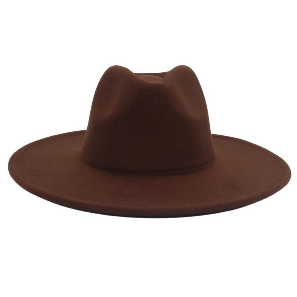 7650 Cowboy Hat Wide Brim Dress Caps Felted Hat Panama Church Dark Brown